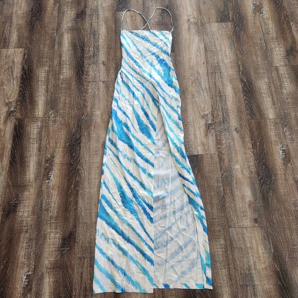 Retrofete Amika Dress in Blue Zebra Size XS NWT Sleeveless Striped Silk Maxi - Picture 2 of 13